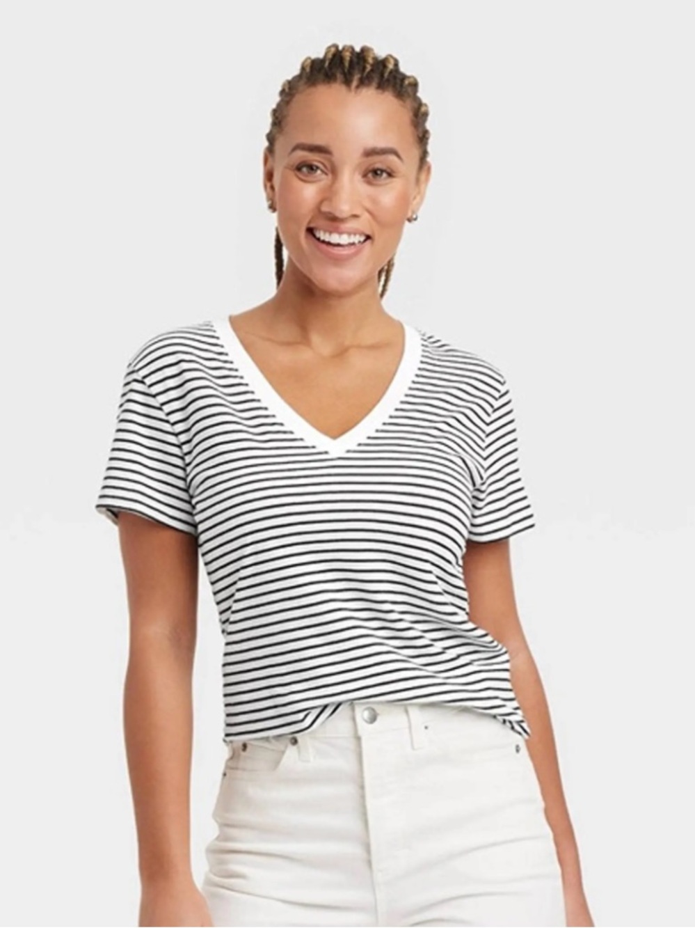 Universal Thread Black and White Striped Tee - 100% Cotton NWOT